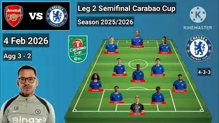 Arsenal vs Chelsea Line Up 4-3-3 Formations With Fofana Leg 2 Semifinal Carabao Cup Season 2025/2026