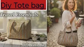 Diy Tote bag making with cloth at home/cutting and stitching/sewing tutorial/scrap fabric reuse idea