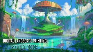 Mushroom Lake | Digital Landscape Speed Paint
