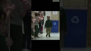 6-year-old gets heartwarming surprise at school after beating leukemia ❤️ #shorts