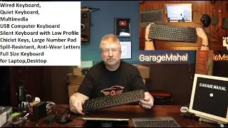Wired Keyboard, Quiet Keyboard, Multimedia, Silent with Low Profile Chiclet Keys, Large Number Pad