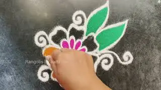 Freehand floral rangoli design 🧡#rangoli 