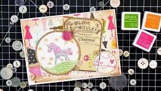 Unicorn (faux) Cross Stitch Friendship Card