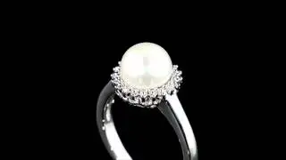 Pearl Ring with Diamonds in Sterling Silver | MyJewelryBox