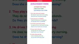 Simple Present Tense |Positive, Negative,Question Forms |Present Tense |Tenses