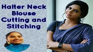 Halter Neck Blouse Cutting And Stitching Malayalam/Halter Neck Back Open Blouse 😍✨