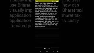Empowering Independence Bharat Taxi App for the Blind accessibility and interface create account 