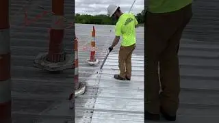 Roof Tube Classic in action repairing leaks on a metal roof