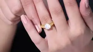 Vintage Style Flower Engagement Ring with Moonstone and Diamond