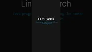 Master Linear Search in Java: Step-by-Step Tutorial! #java #interview #algorithm