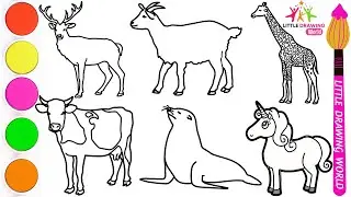 Draw Amazing Animals in 20 Minutes - Deer, Goat, Giraffe, Cow, Hippo, Unicorn & others 🐘🐅🦏