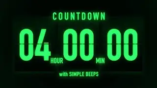4 Hour Countdown Timer 🟢 Flip Clock with Simple Beeps