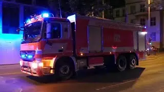 L&ouml;schzug Feuerwache 2 + GTLF10.000 Feuerwache 21 Frankfurt am Main auf Einsatzfahrt