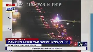Deadly rollover crash near Jean shuts down traffic