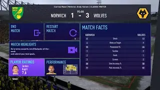 NORWICH CITY 1-3 WOLVERHAMPTON WANDERERS FIFA21-22PREMIERLEAGUESIMMATCH MATCHDAY 13 21-22
