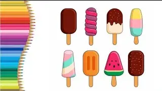Ice Cream Drawing | Cute Popsicle Coloring for Kids | Easy Summer Drawing