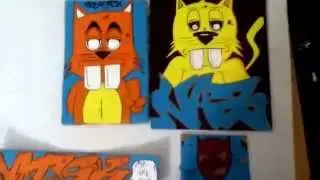 Nazer Card Board Graffiti and Cat Drawings