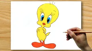 Tweety Cartoon Drawing || How To Draw Tweety Bird || Easy Cartoon Drawing.