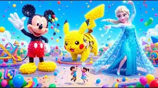 The Mascot Vibrato Assistant POPS Mickey, Pikachu & Elsa into Real 3D! (Ultimate Balloon Reveal)