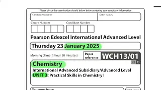 A level | Chemistry | Unit 3 | January 2025 | Pearson Edexcel
