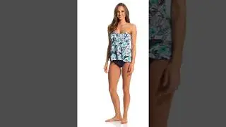 Penbrooke Palm Spring Shirred Bandeau Tankini Top | SwimOutlet.com