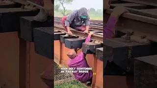 Hook bolt tightening on wooden sleepers and bridge girders.#shorts #railway #railtrack #foryoupage