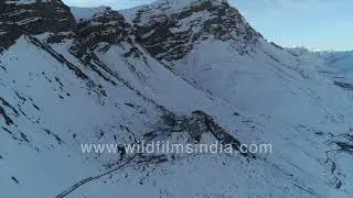Aerial View of Key Monastery | Snow-Covered Wonder in Spiti Valley