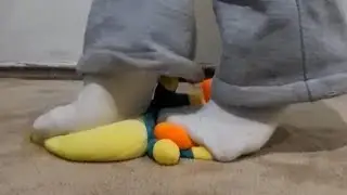 White sock trample plush duck #Trample #Trampling #Socks #Feet
