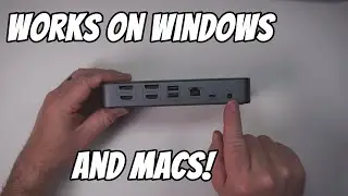 This DisplayLink Docking Station works on Windows and Mac! Only 1 USB-C cable for 2 displays!