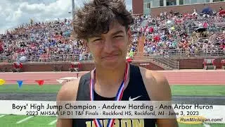 Interview: Andrew Harding, Ann Arbor Huron at 2023 MHSAA LP Division 1 Track & Field Finals