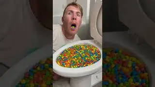 Eating Skittles Candy in Toilet #shorts