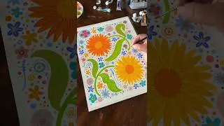 Floral Doodle Art 🌸 | Relaxing Flower Art | Satisfying Art Short #shorts #art #satisfying