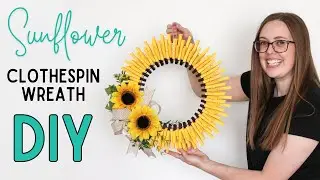 Clothespin Sunflower Wreath DIY - Easy Dollar Tree Craft!
