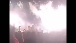 Hong Kong Disneyland Castle With Halloween Fireworks Show