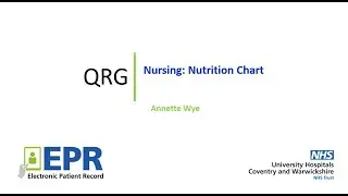 Nursing: Nutrition Chart - EPR Quick Reference Guide (QRG)