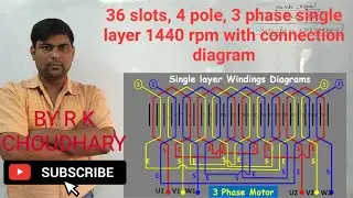 36 slot 4 pole single layer winding development diagram
