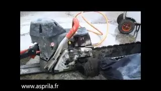 Démonstration tronçonneuse à chaîne diamantée