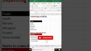 indenting in excel #shorts