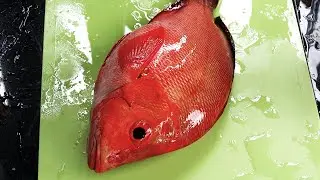 Red Snapper Cooking in Oil with Asparagus