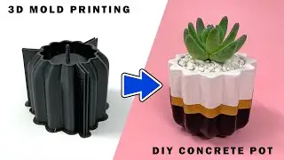 How to make Concrete Modern modern planter pot, Pot painting