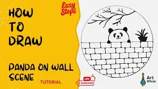 Panda on wall scene| how to draw a scene |easy art tutorial