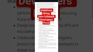 Vodafone Hiring Java  Full Stack Developers | Vue.js + Spring Boot Jobs | VOIS Recruitment 2025
