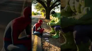 Hulk & Spider-Man's Street Card Battle! 🃏 Who Will Win? 😱🕸️💚  #animation #shortsvideo #spiderman