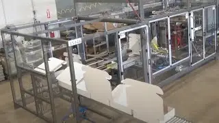PopLok TSF corrugated tray forming machine for large trays with lids and side discharge