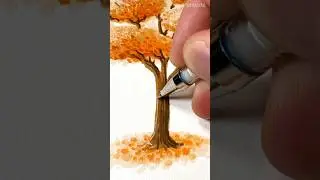 L&rsquo;astuce facile pour dessiner un Arbre automnal ! #shorts #dessin #art
