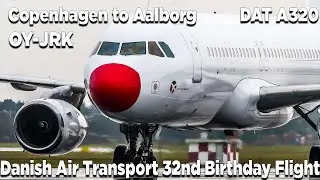 Danish Air Transport from Copenhagen to Aalborg - DAT A320 OY-JRK - DAT 32nd Birthday Flight