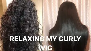 REVIVING MY WIG- RELAXING MY CURLY WIG- Super Sleek Bone Straight Look!