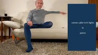 cotton cable knit tights in petrol