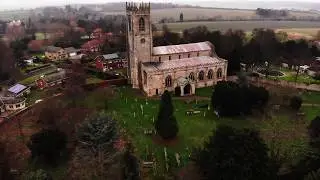 St Mary and St Martin's Church, Blyth Nottinghamshire from the air.
