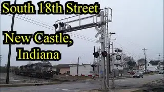 Railroad Crossing: South 18th Street in New Castle, IN., NS Single Track Main